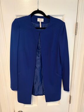 Laundry By Shelli Segal Royal Blue Collarless Open Blazer